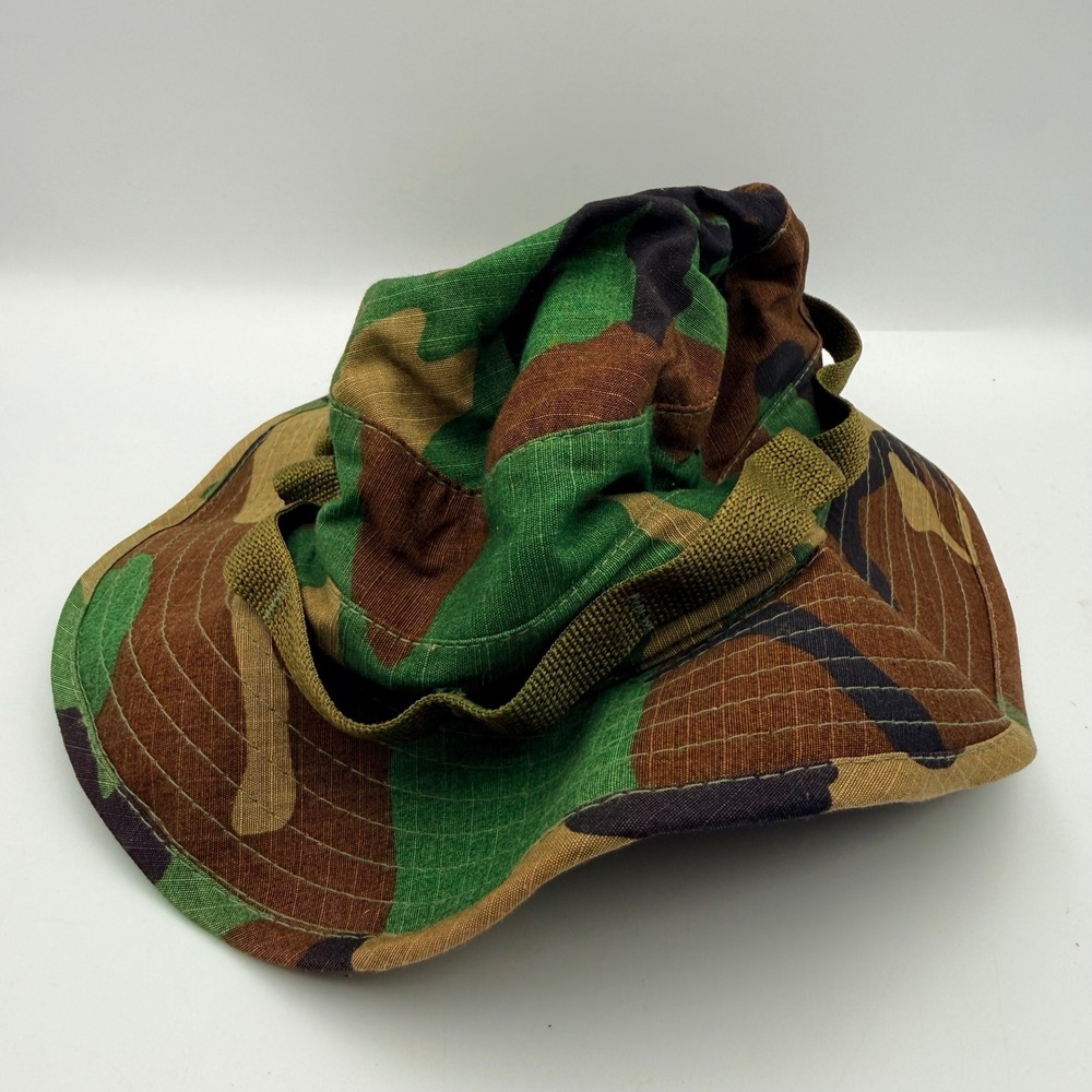 US Military Woodland Camo Boonie Hat Sun Hot Weather Type II Size 7 Made in USA